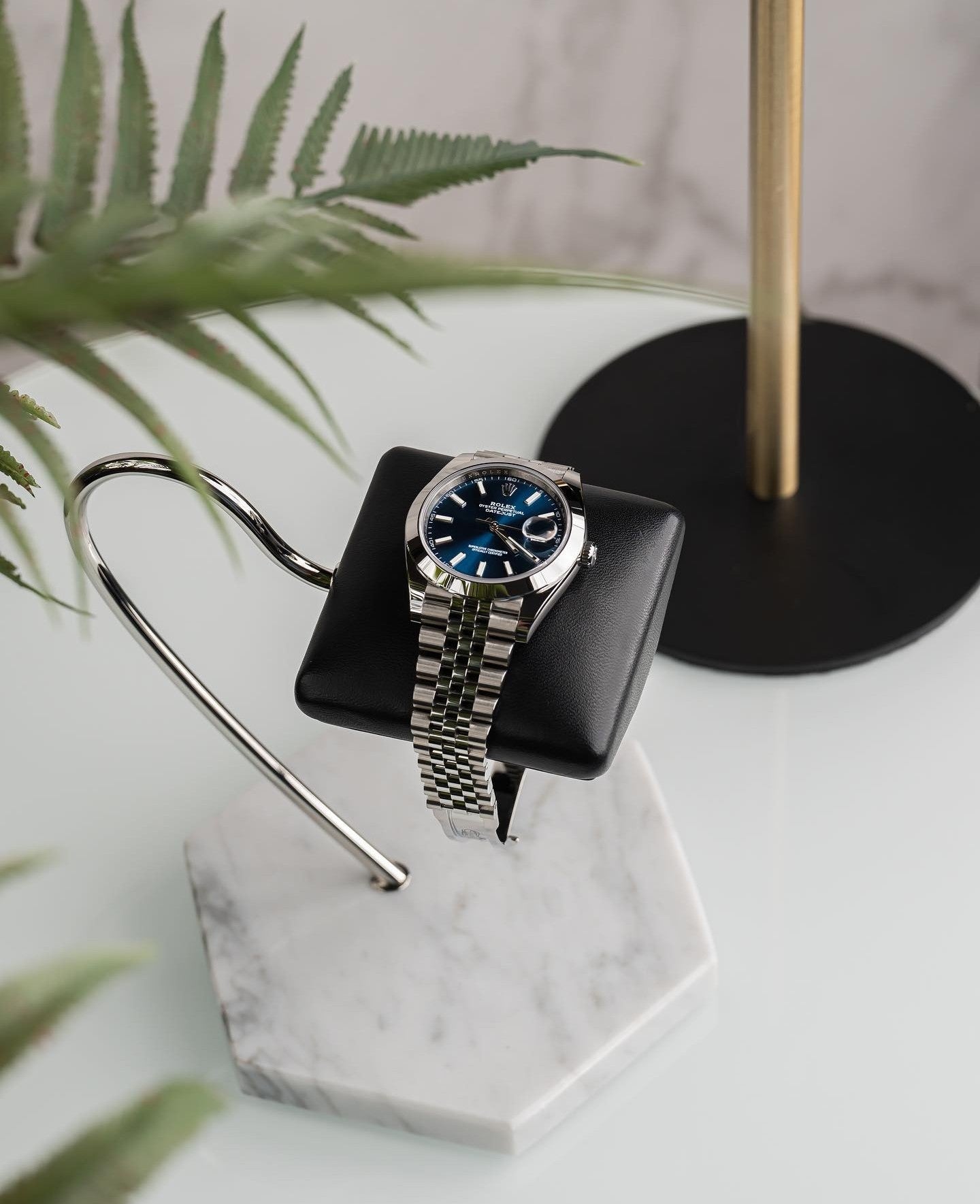 Hexagonal Luxury Watch Stand - Single Cushion - White