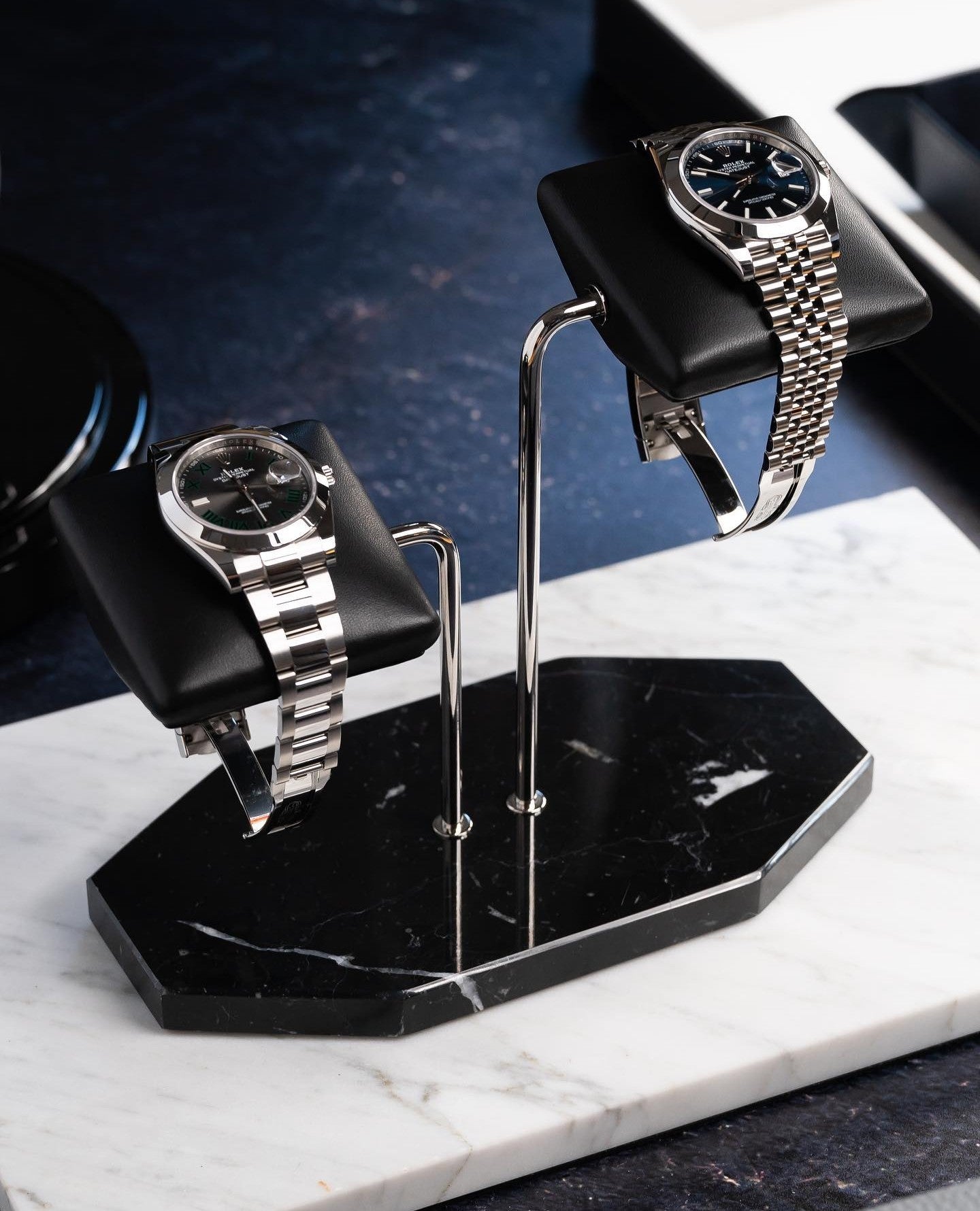 Hexagonal Luxury Watch Stand - Double Cushion - Black
