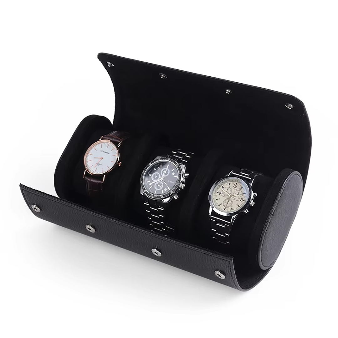 Watch Storage Roll Luxe Timepiece Collection Genuine Saffiano