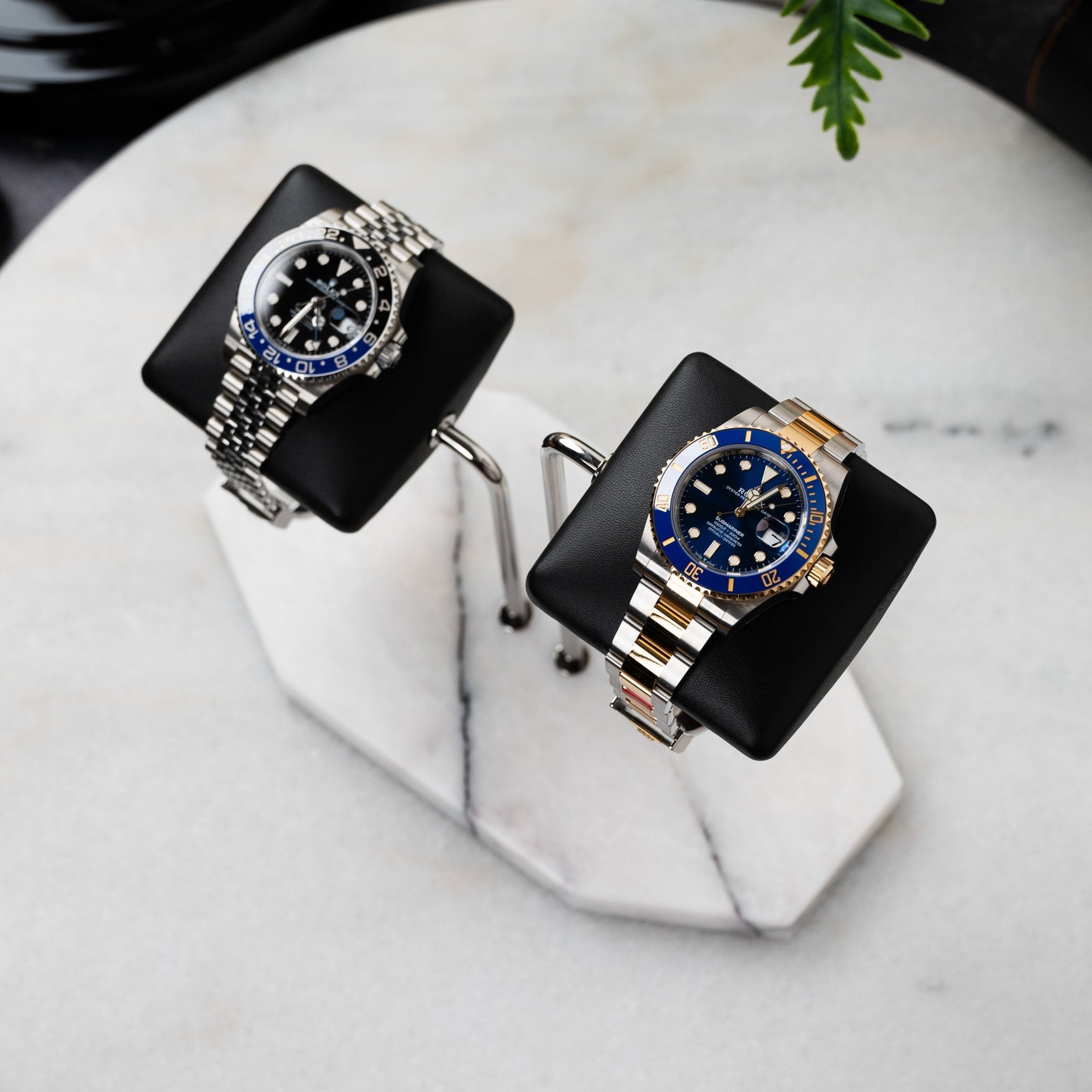 Hexagonal Luxury Watch Stand - Double Cushion - White