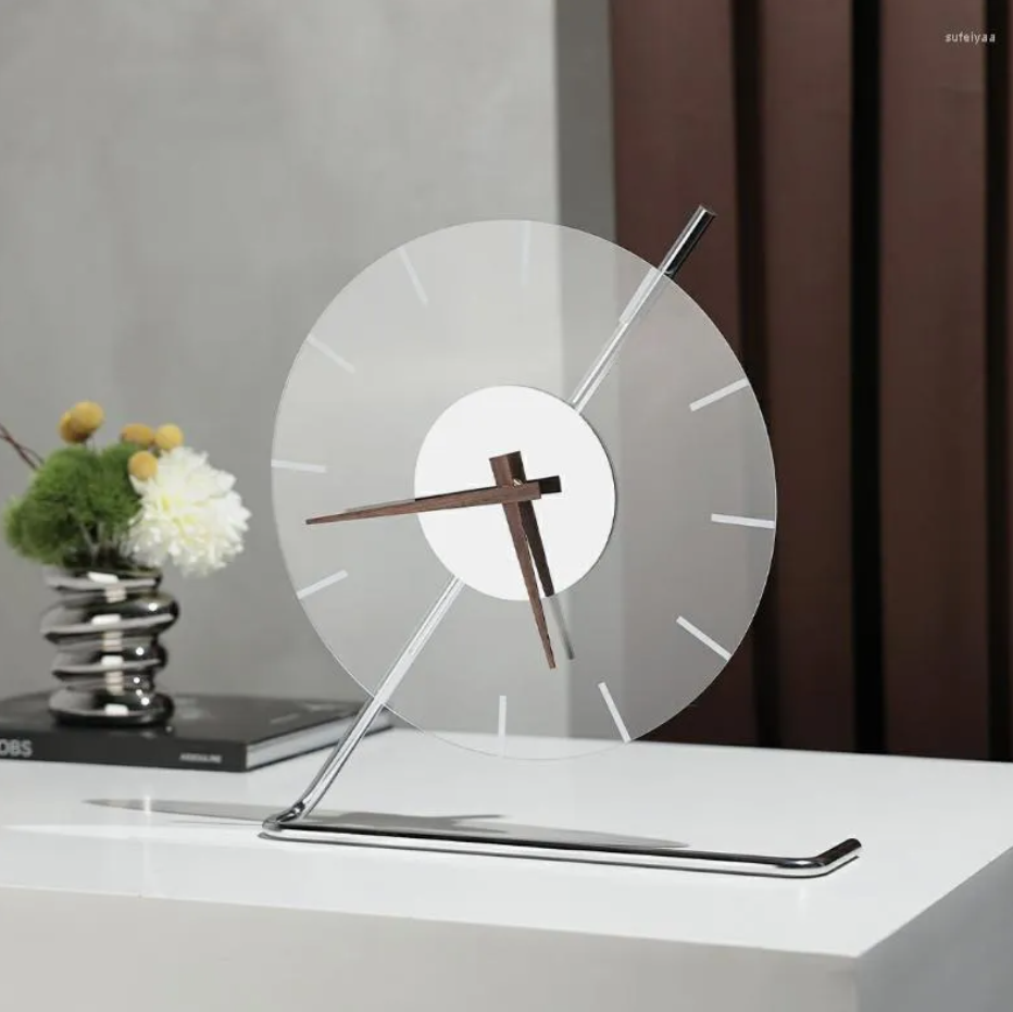Transparent Acrylic Table Clock - Silver