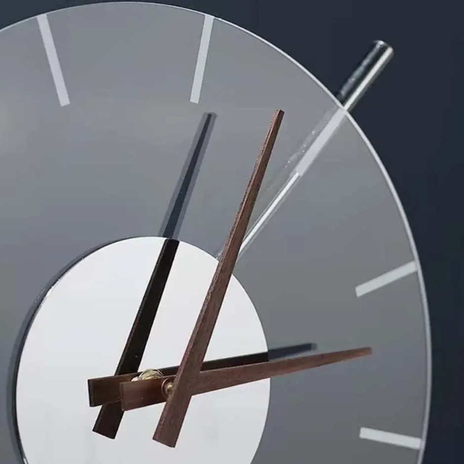 Transparent Acrylic Table Clock - Silver