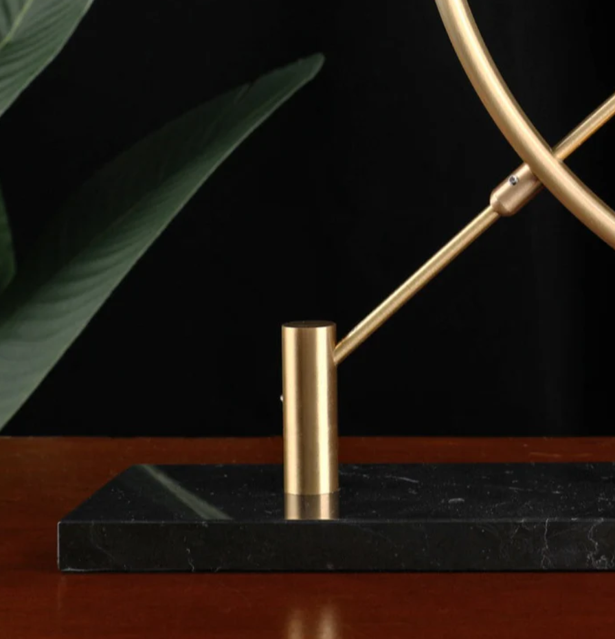 Transparent Acrylic Table Clock - Gold (Marble Base)