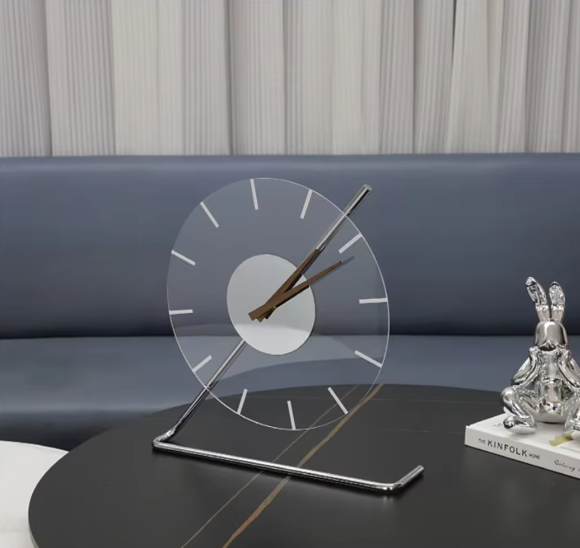 Transparent Acrylic Table Clock - Silver