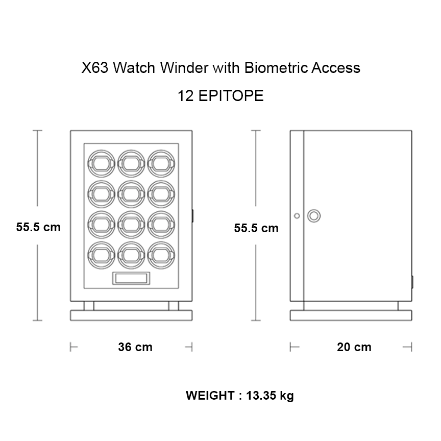 X63 Automatic Winder - Biometric Locking - 12 Watches