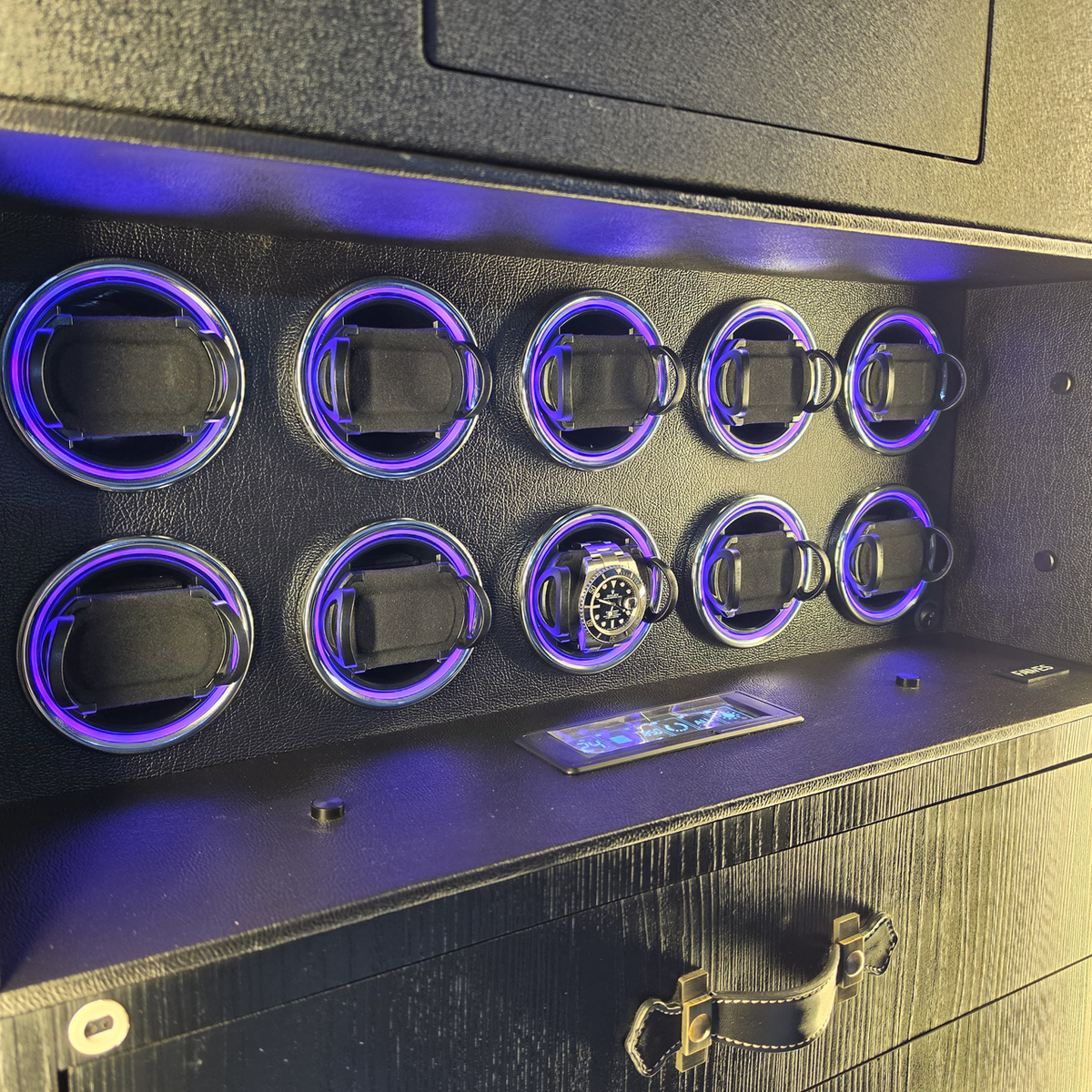 FAWES Classic XL watch winder section with 10 illuminated watch winders