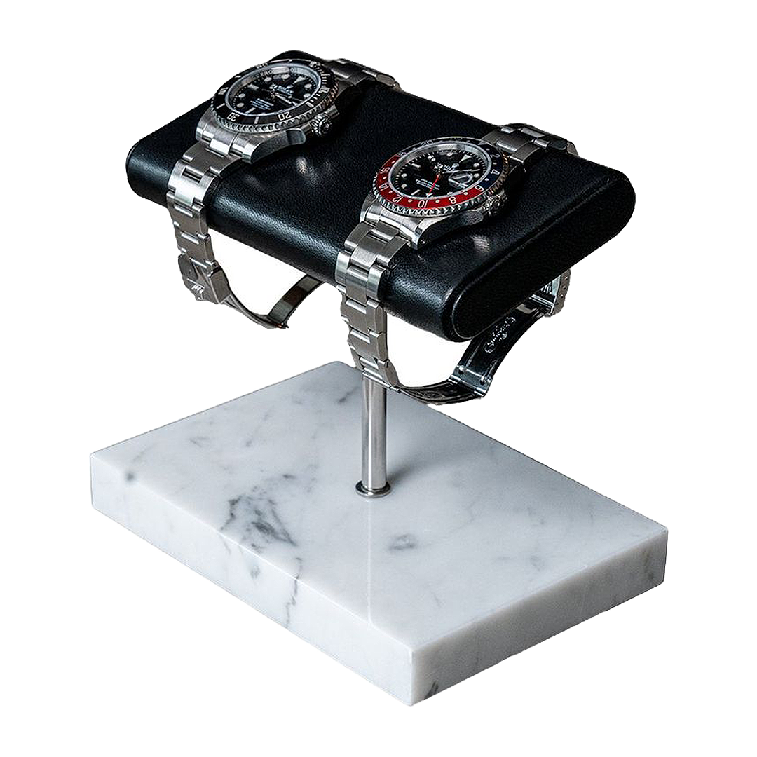 Luxury Watch Stand - Double Cushion (Marble Base) - White