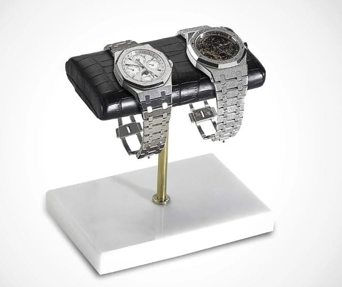 Luxury Watch Stand - Double Cushion (Marble Base) - White