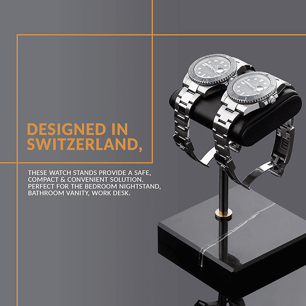 Luxury Watch Stand - Single Cushion (Marble Base) - Black