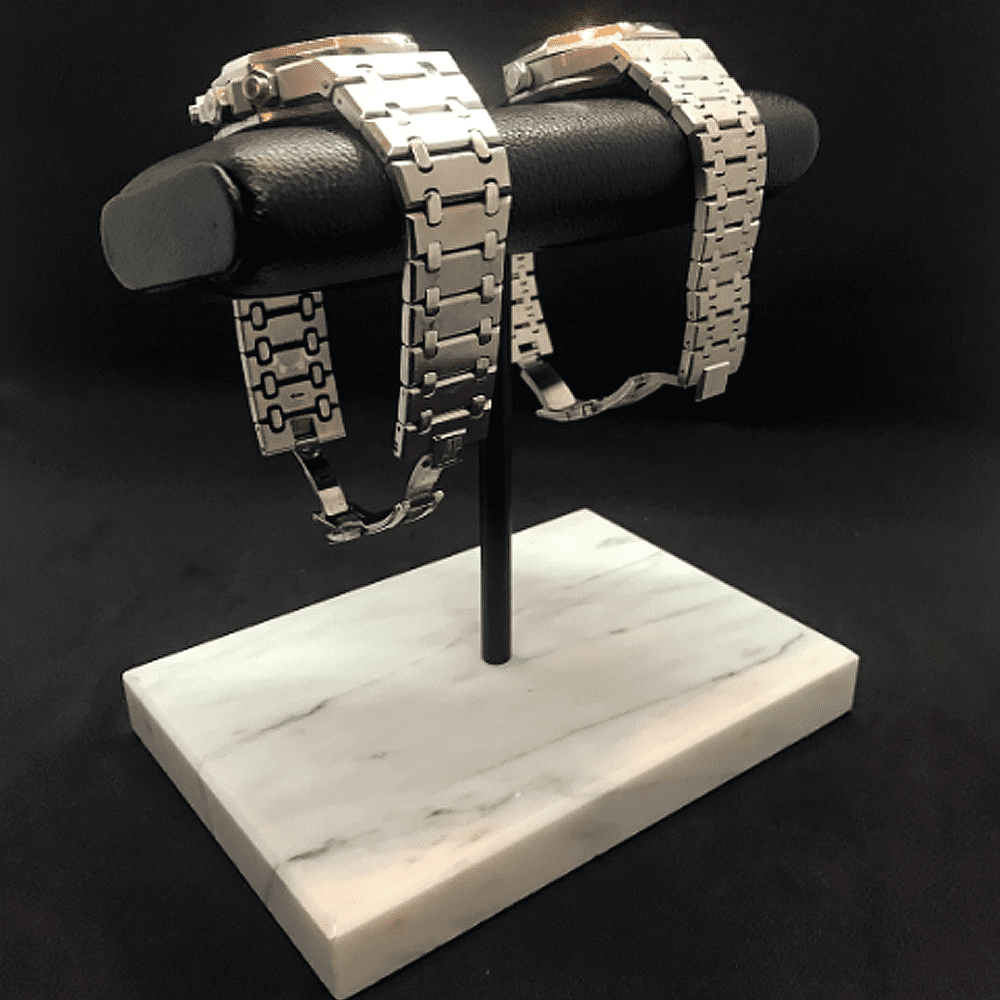 Luxury Watch Stand - Double Cushion (Marble Base) - White