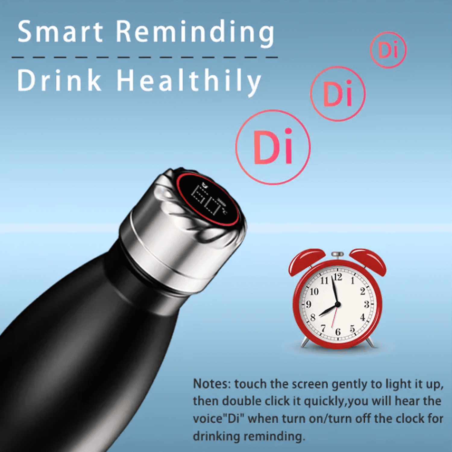 Self Cleaning Smart Water Bottle with UV Sterilization and Touch Control