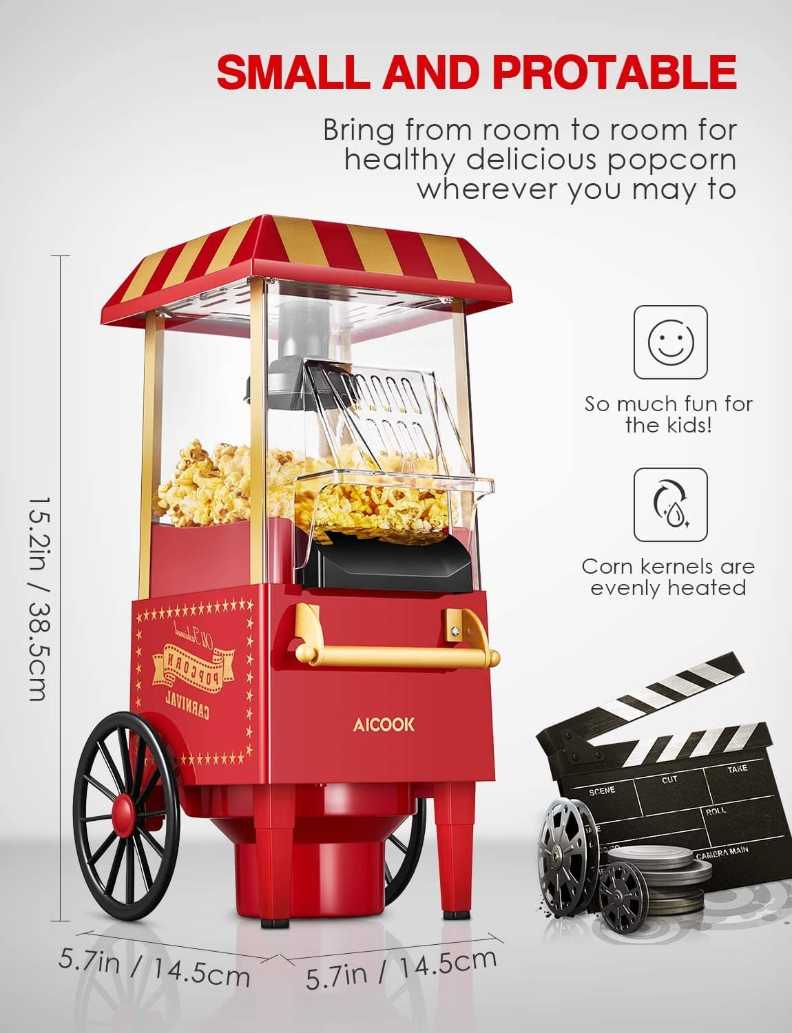 Vintage Popcorn Cart - Electric Portable
