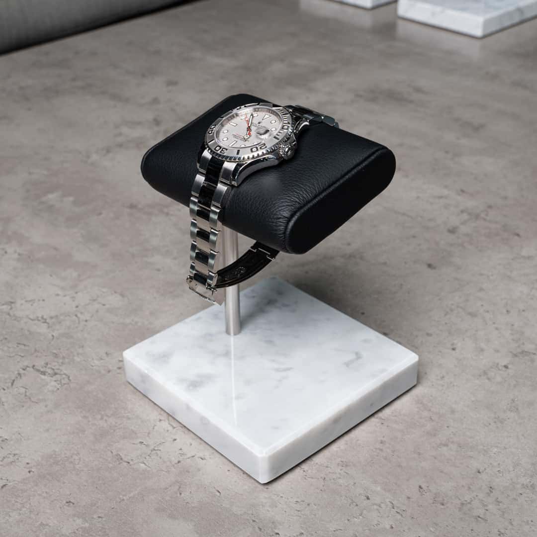 Luxury Watch Stand - Single Cushion (Marble Base) - White