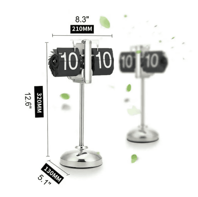 Auto Flip Table Clock Vintage Style - Height Adjustable