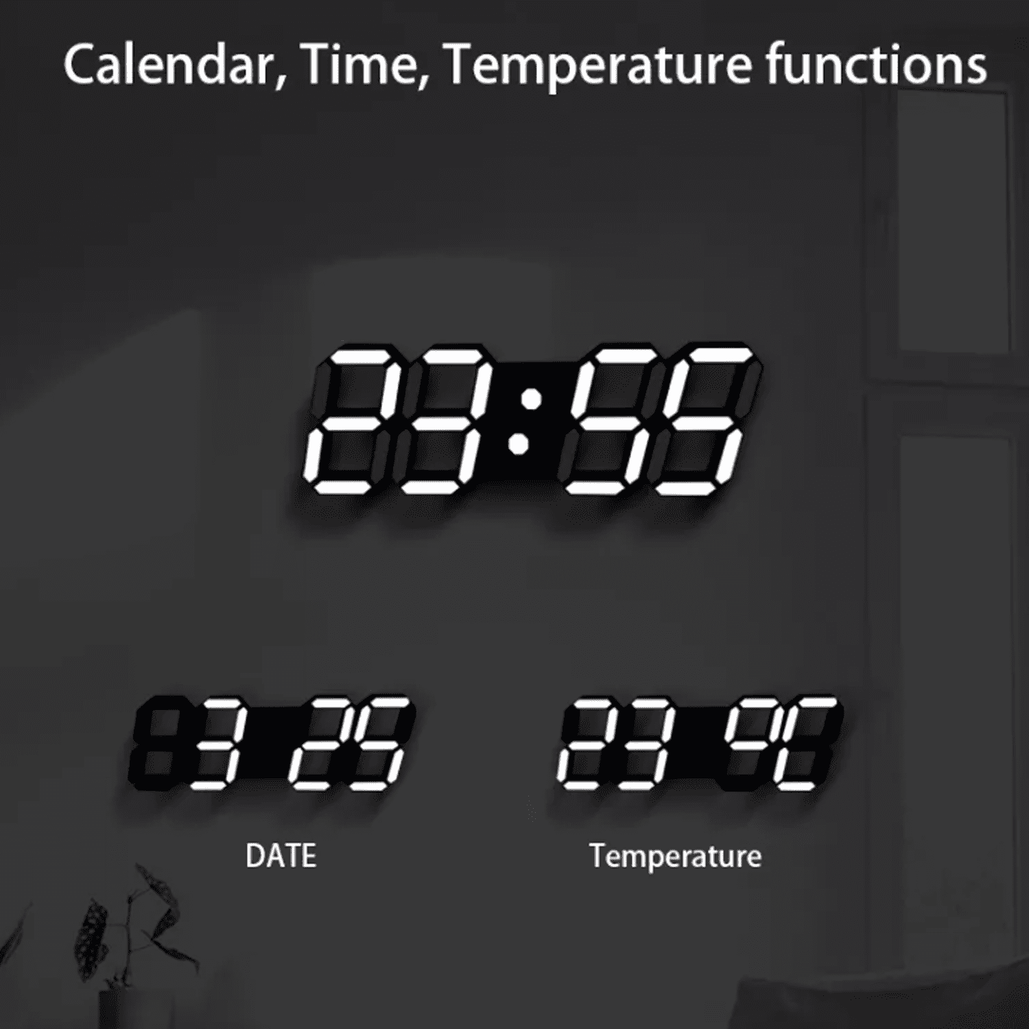 Multi Function LED Wall Clock with Remote Control 15"