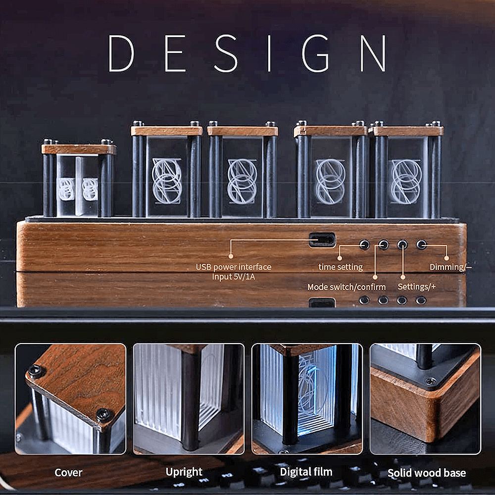 RGB LED Glow tube Digital Table Clock