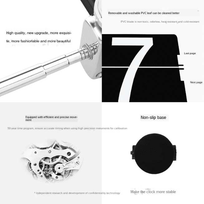 Auto Flip Table Clock Vintage Style - Height Adjustable