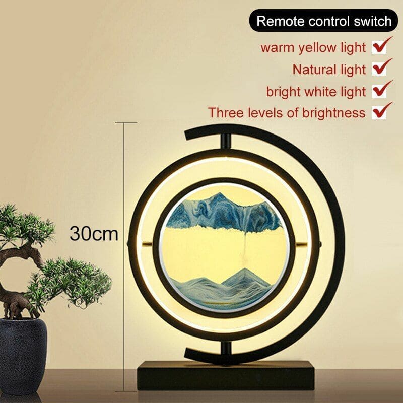 360° Rotatable Moving Sand Art with 3 Light Modes & Remote Control 12" - Home Décor