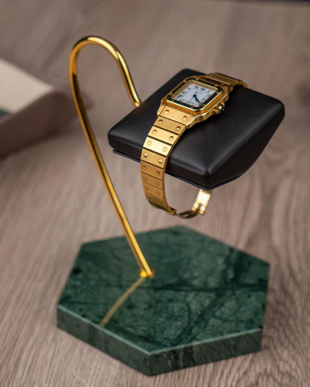 Hexagonal Luxury Watch Stand - Single Cushion - Green