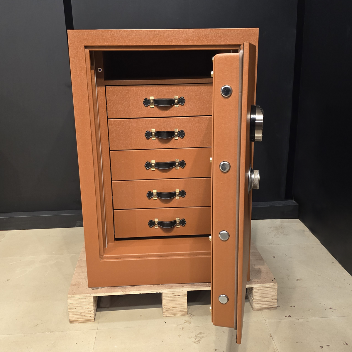 FAWES Elite S Leather Finished Security Safe Locker – Open Front View