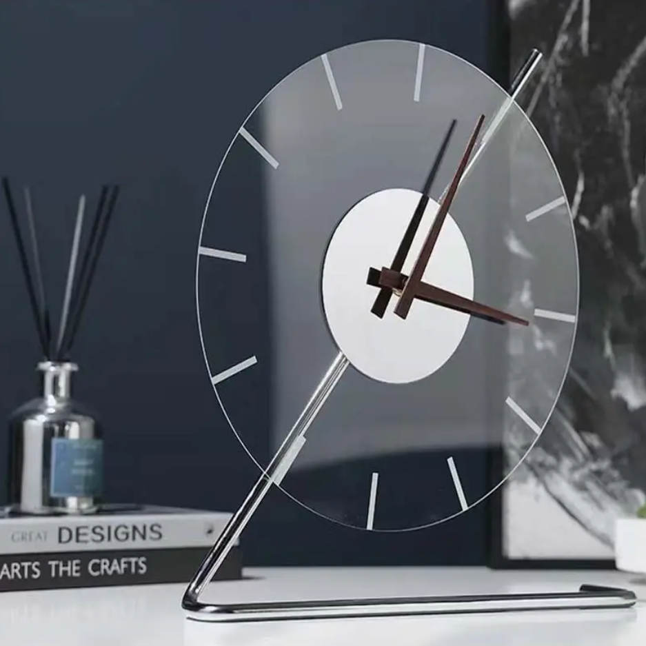 Transparent Acrylic Table Clock - Silver