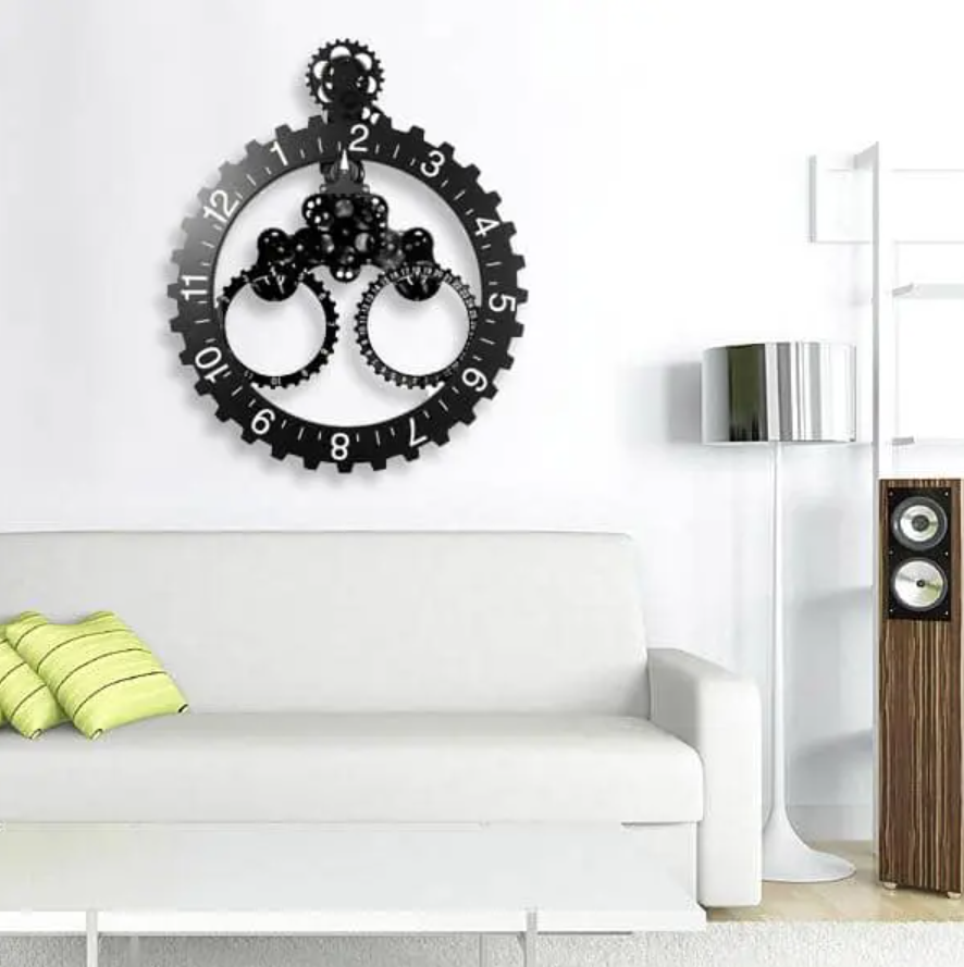 Gear-Driven Retro Wall Clock