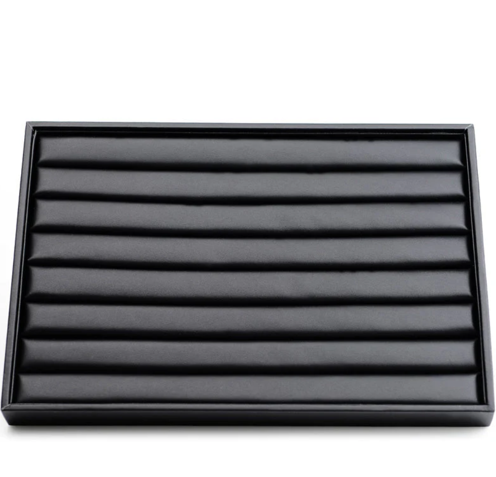 Ring Organizer Black Leather Jewelry Tray