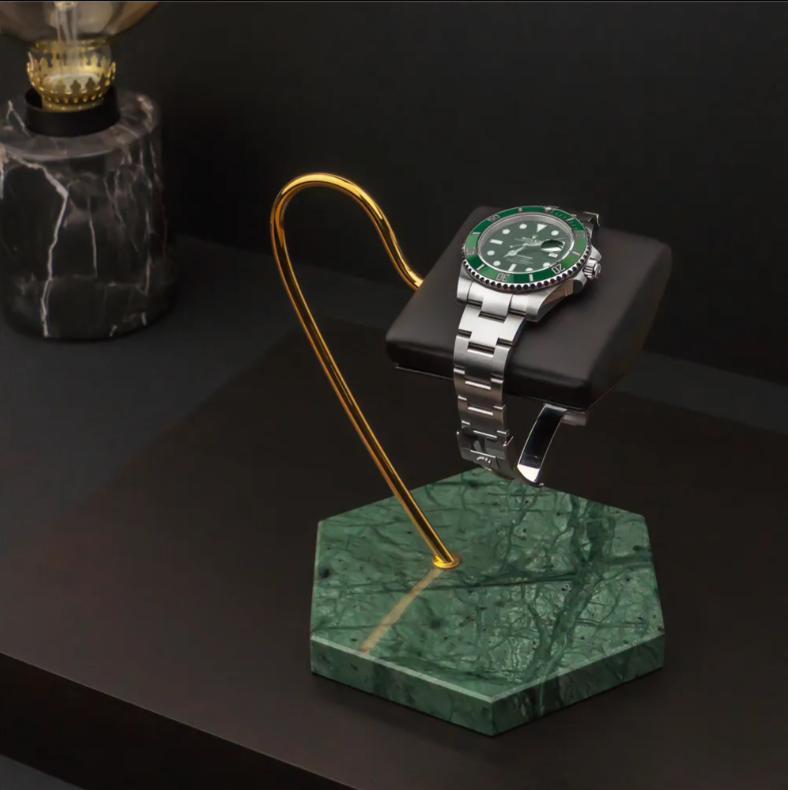 Hexagonal Luxury Watch Stand - Single Cushion - Green