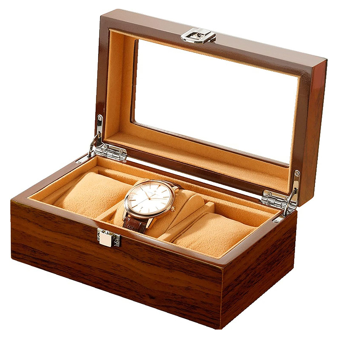 Watch Keeping Box Wooden Watch Storage Box - 3 Watches