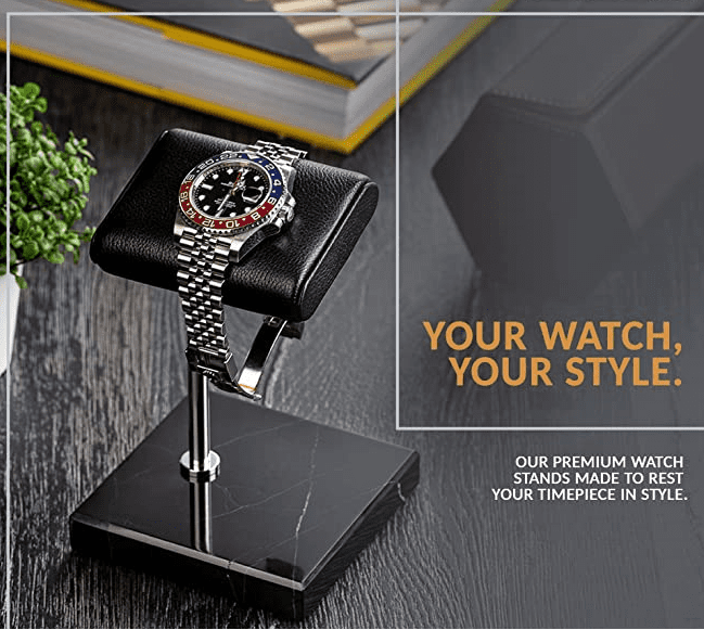 Luxury Watch Stand - Single Cushion (Marble Base) - Black
