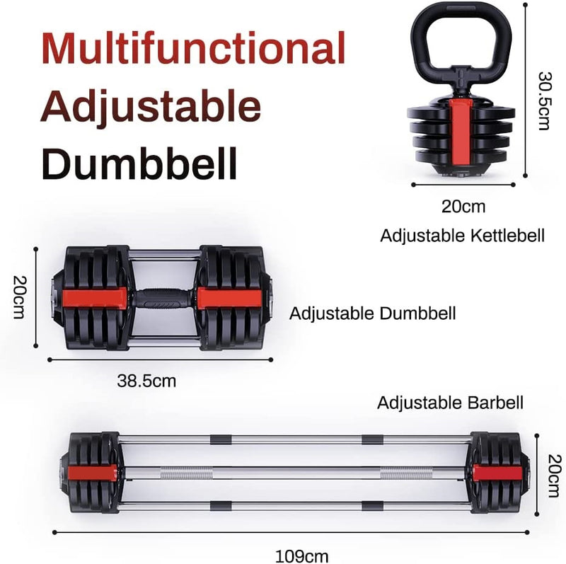 3 in 1 Adjustable Weight Fitness Dumbbell-Barbell-Kettlebell