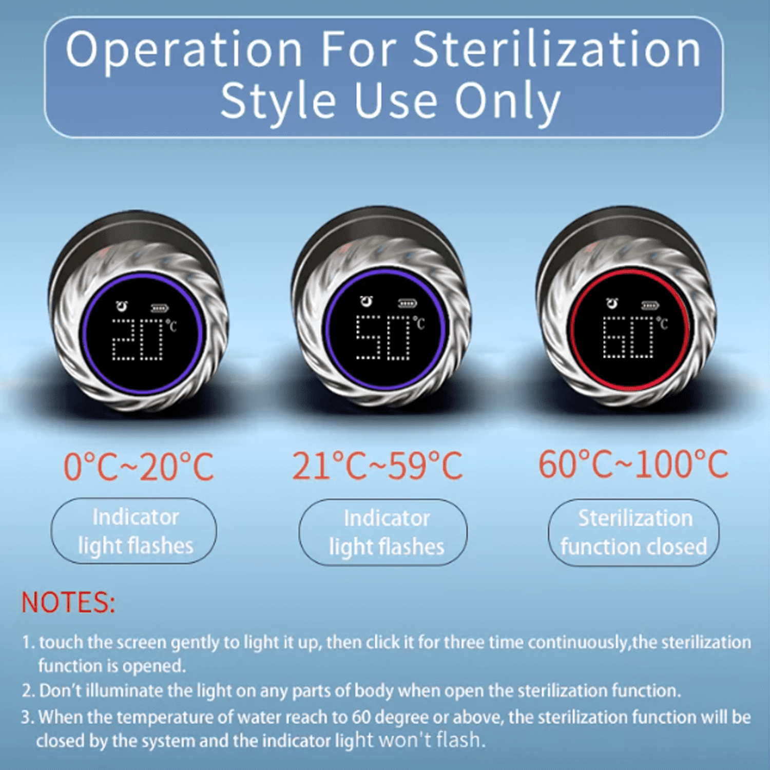 Self Cleaning Smart Water Bottle with UV Sterilization and Touch Control