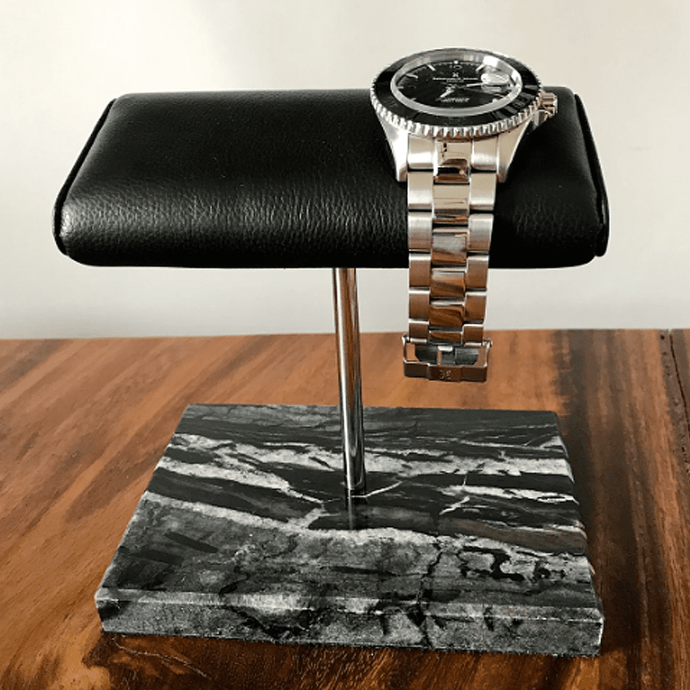 Luxury Watch Stand - Double Cushion (Marble Base) - Black