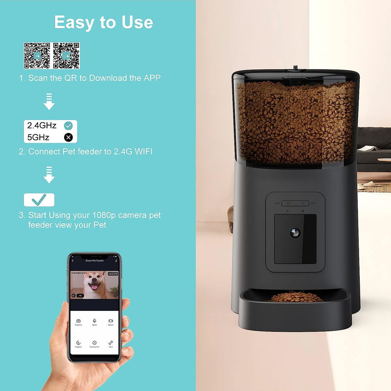Automatic Smart Pet Feeder with Wi-Fi Enabled App Control (6L)
