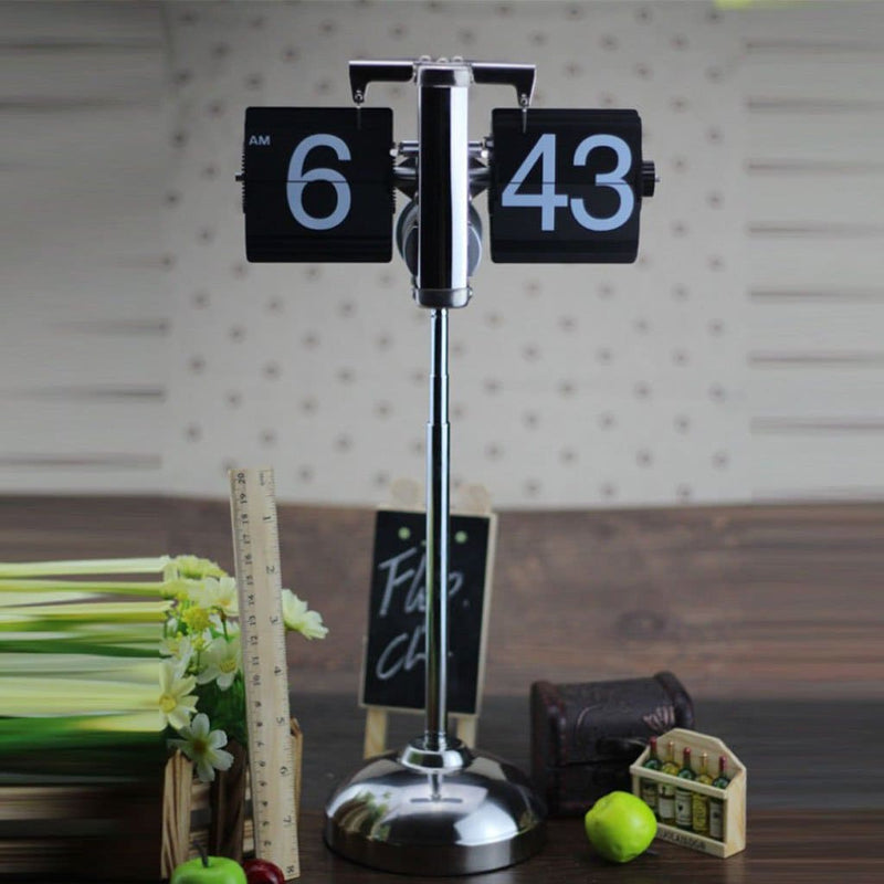 Auto Flip Table Clock Vintage Style - Height Adjustable