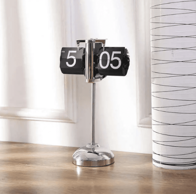 Auto Flip Table Clock Vintage Style - Height Adjustable