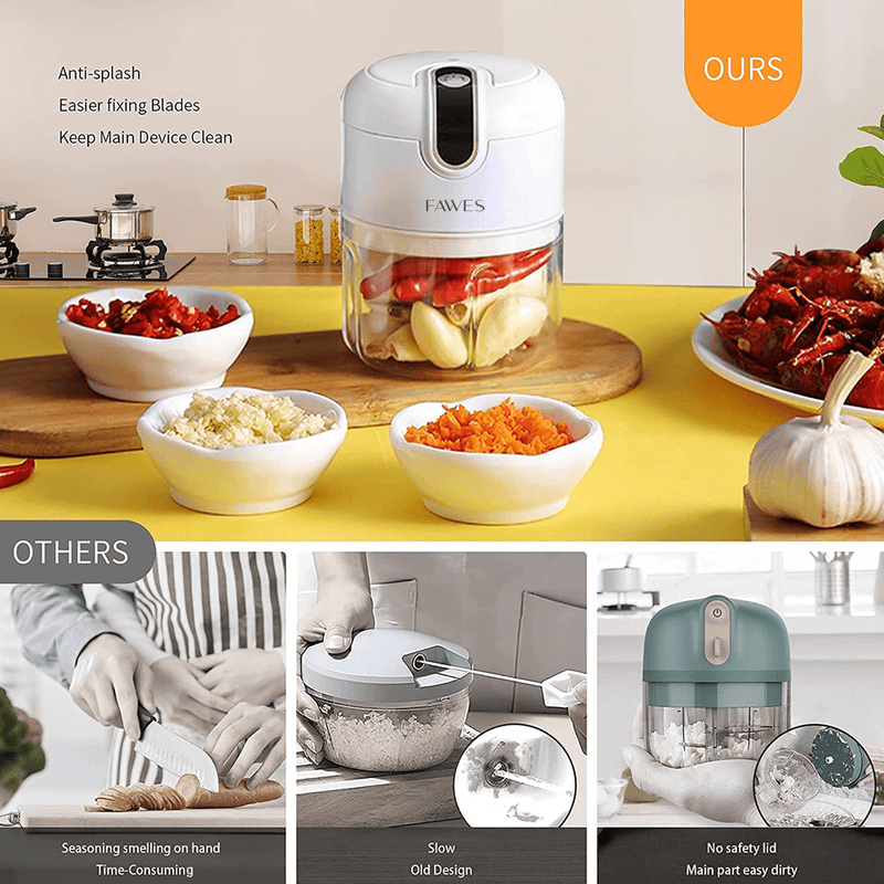 One Press Electric Chopper for Vegetables, Fruits, Nuts, Baby Food, etc (250ml)
